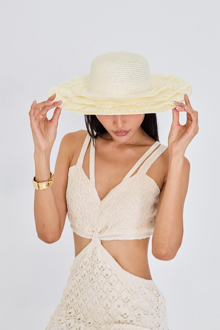 Püsküllü Hasır Şapka