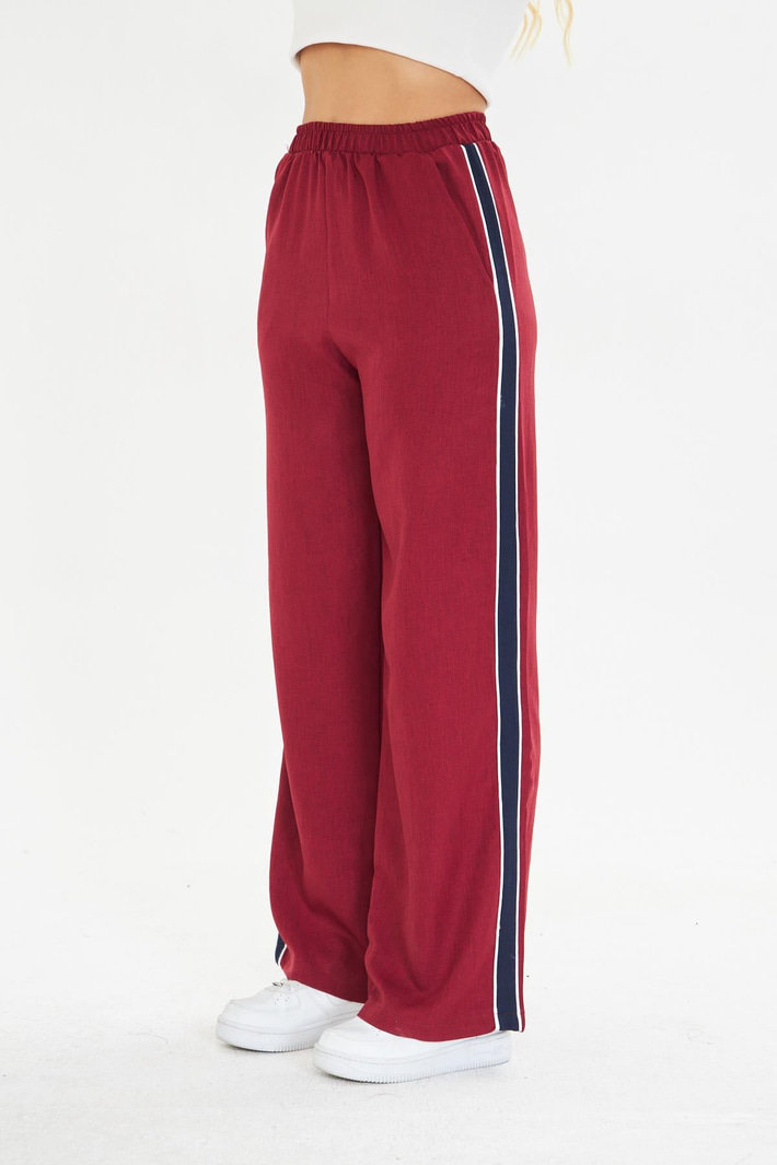 Şeritli Bol Paça Pantolon 