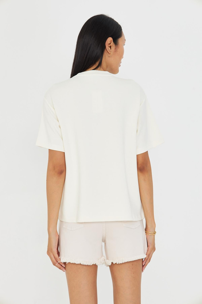 Taşlı Çiçekli Bambu T-Shirt