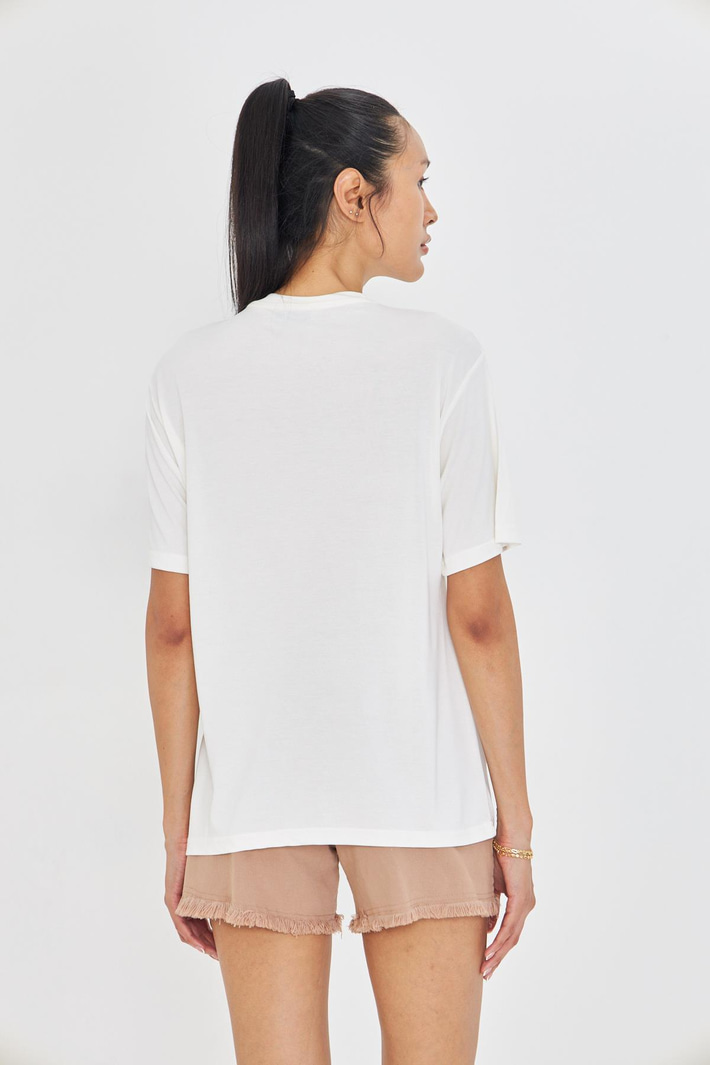 Taşlı Gözlüklü Kedi Baskılı T-Shirt