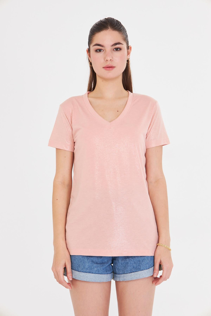 V Yaka Simli T-Shirt