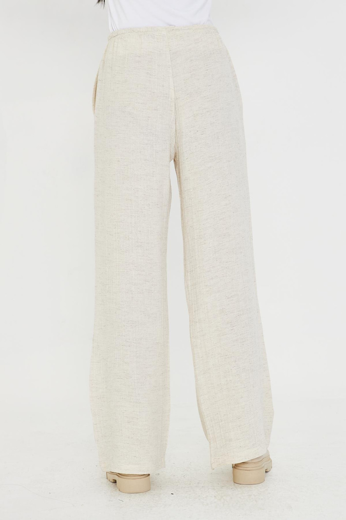 Yandan Cepli Ketenli Müslin Pantolon 