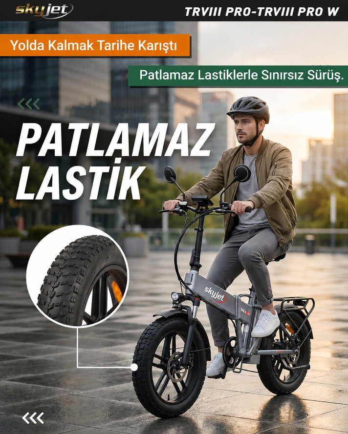 SKYJET TRVIII PRO 1000W Elektrikli Bisiklet | HediyeliSKYJET TRVIII PRO 1000W ELEKTRİKLİ BİSİKLET AYNA ÇANTA VE EL GAZI HEDİYELİ