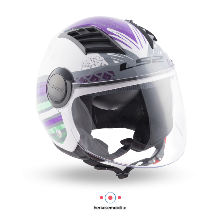 LS2 Airflow Ronnie Açık Kask Titanium-Mor
