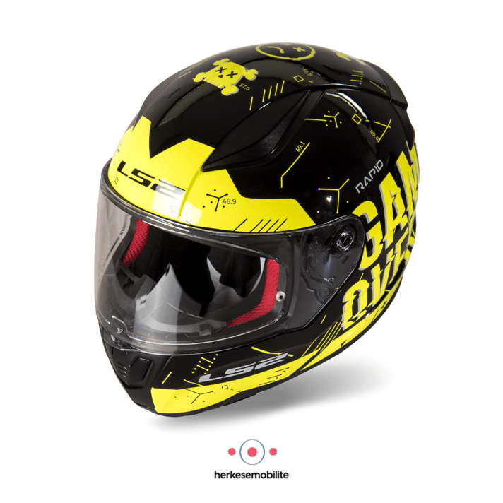 LS2 Rapid Player Kapalı Kask Neon Sarı-Siyah