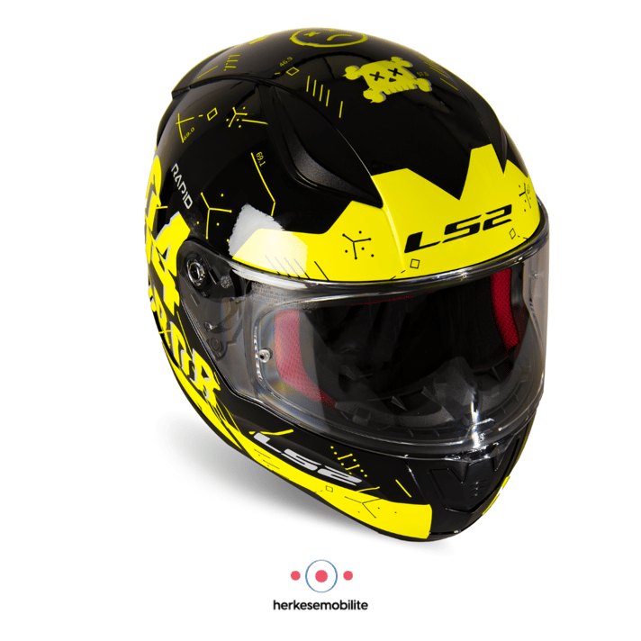 LS2 Rapid Player Kapalı Kask Neon Sarı-Siyah