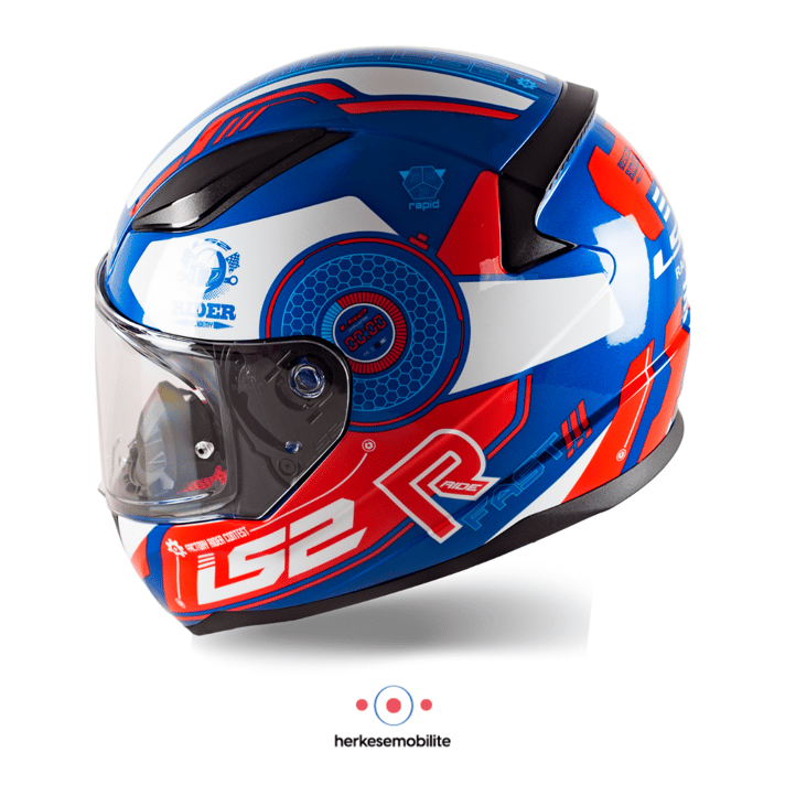 LS2 Rapid Stratus Kapalı Kask Mavi-Kırmızı-Beyaz