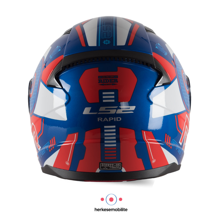 LS2 Rapid Stratus Kapalı Kask Mavi-Kırmızı-Beyaz