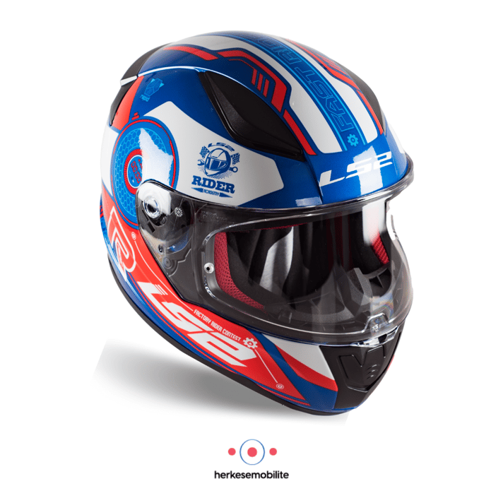 LS2 Rapid Stratus Kapalı Kask Mavi-Kırmızı-Beyaz