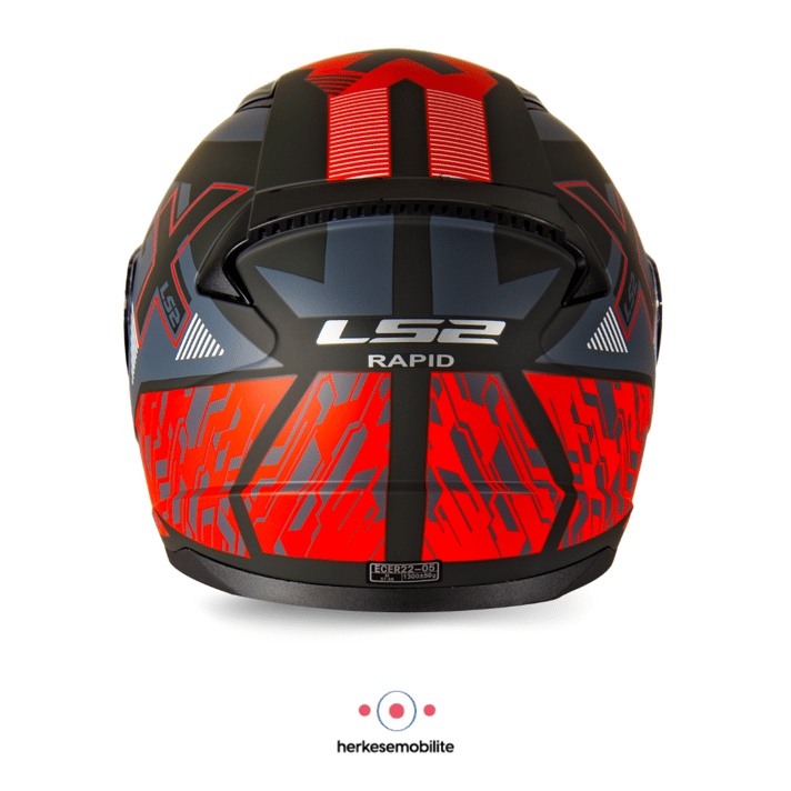 LS2 Rapid Xtreet Kapalı Kask Mat Siyah-Kırmızı