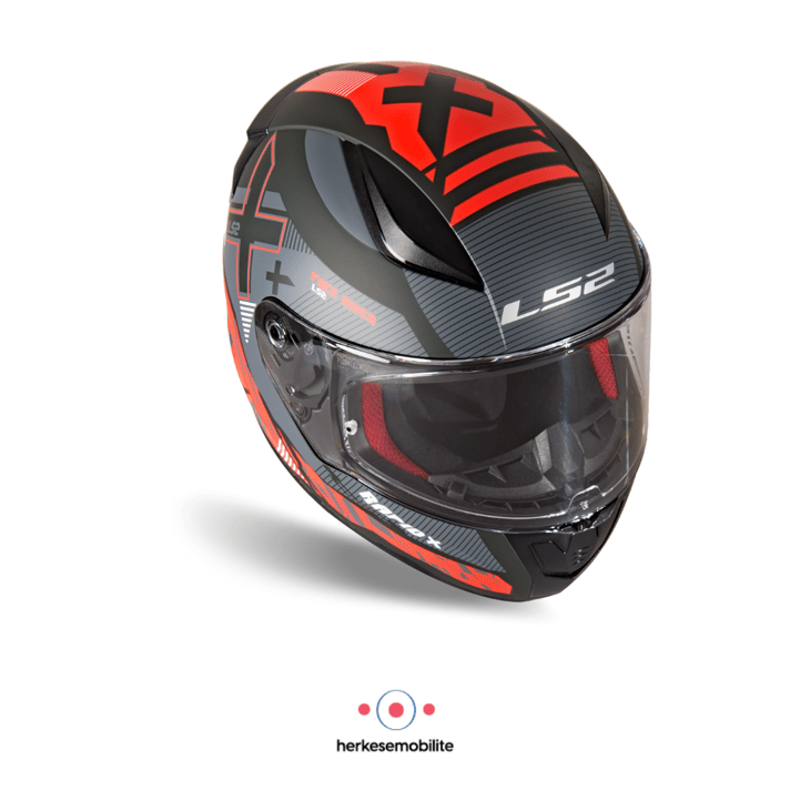 LS2 Rapid Xtreet Kapalı Kask Mat Siyah-Kırmızı