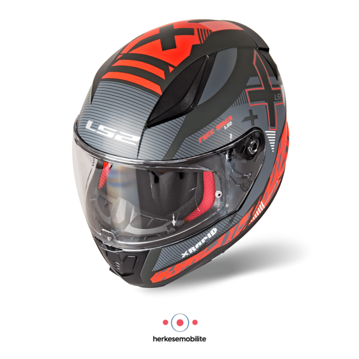 LS2 Rapid Xtreet Kapalı Kask Mat Siyah-Kırmızı