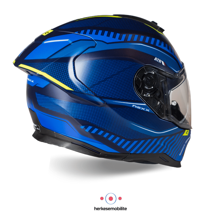 NEXX SX.100R Skidder Kapalı Kask Mat Mavi-Neon Sarı