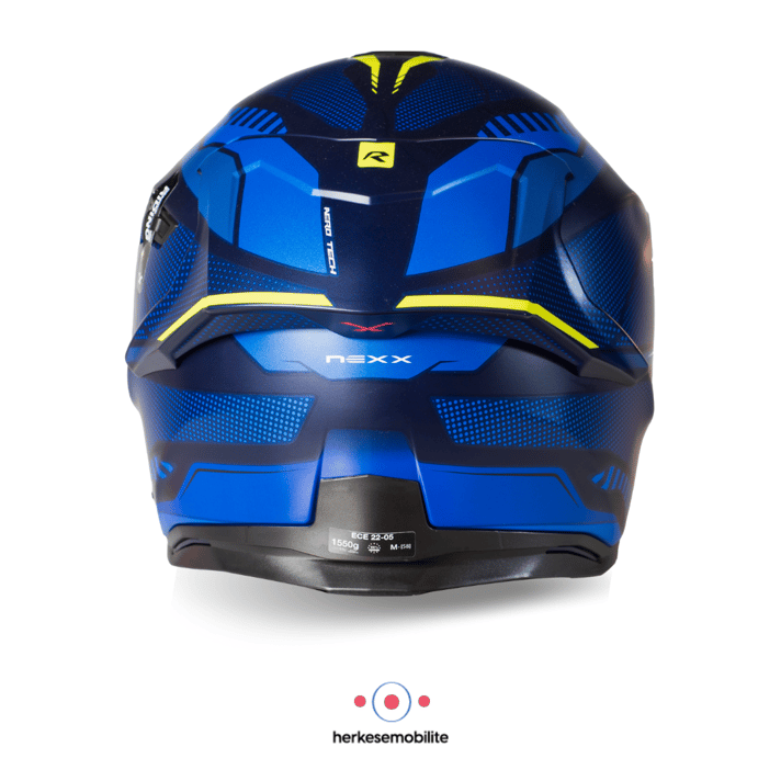NEXX SX.100R Skidder Kapalı Kask Mat Mavi-Neon Sarı