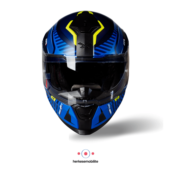 NEXX SX.100R Skidder Kapalı Kask Mat Mavi-Neon Sarı