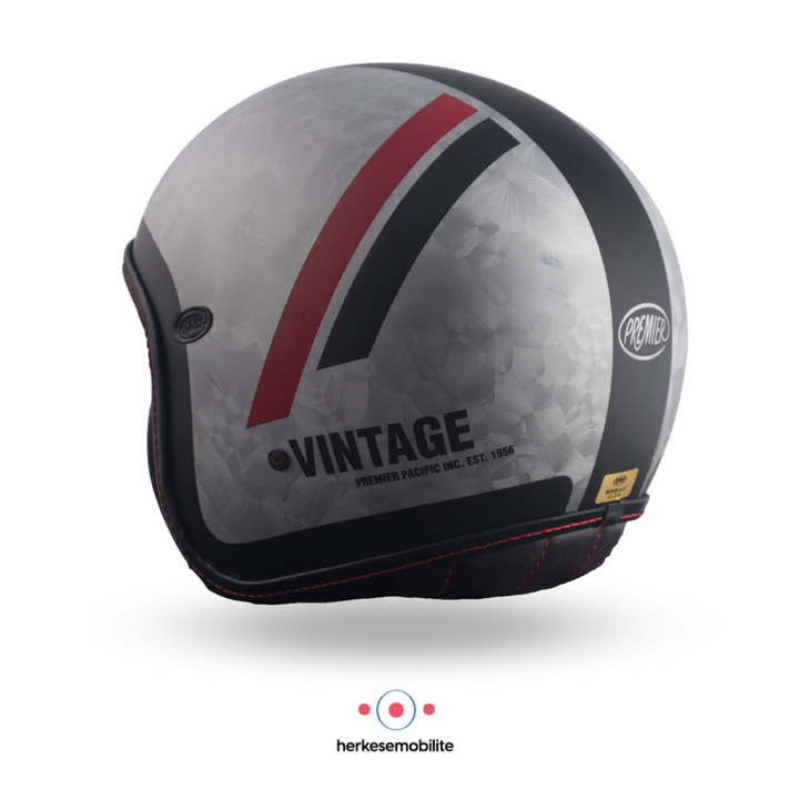 Premier Vintage Platin Edition Dr Do 92 Bm Kask Gri-Siyah-Kırmızı
