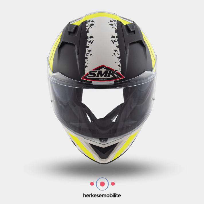 SMK Stellar Swank Kapalı Kask Beyaz-Neon Sarı