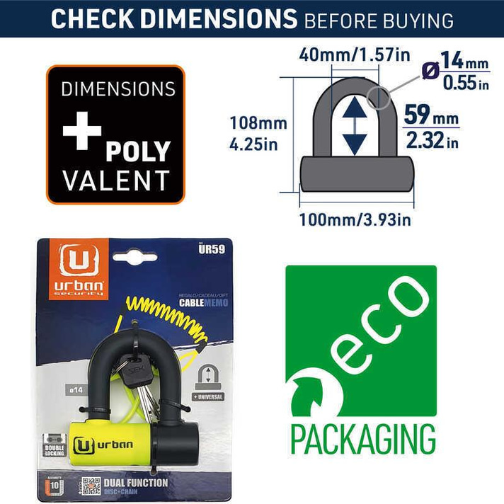 URBAN SECURITY UR59 U KİLİT 14MM