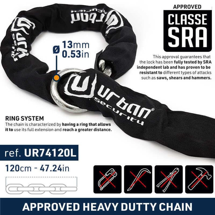 URBAN SECURITY UR74-120 13.5 MM 120CM SRA SINIFI KEMENT ZİNCİR KİLİT