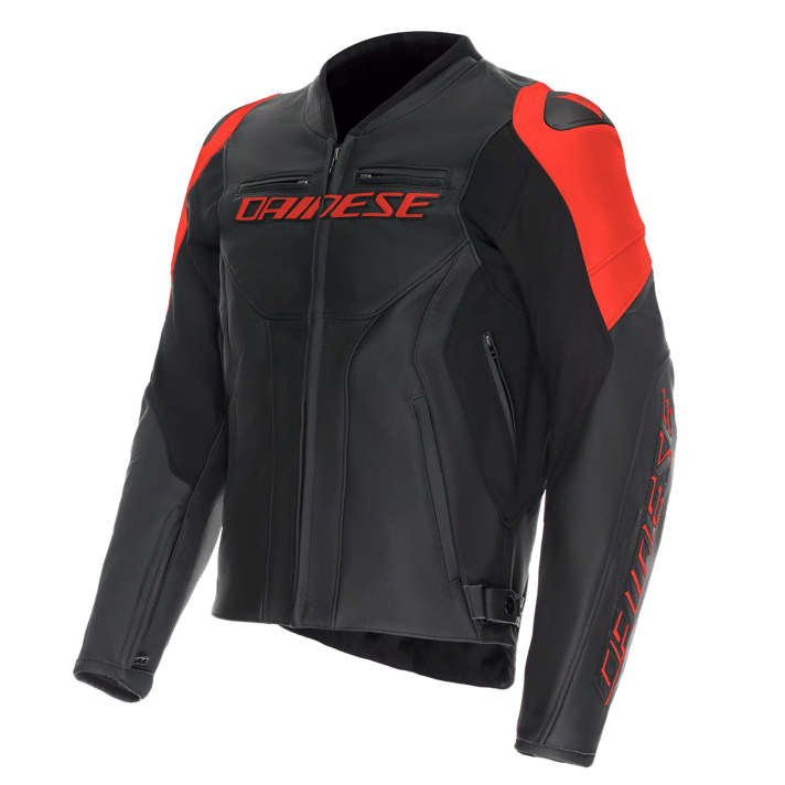 Dainese Racing 5 Deri Motosiklet Ceketi – AA Sertifikalı, Smart Air UyumluDAINESE CEKET RACING 5 LEATHER BLK BLK RED FLUO