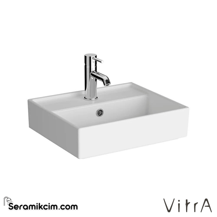 VitrA Archiplan Lavabo Kompakt, 45x38 cm Tek Armatür Delikli, Su Taşma Delikli, Beyaz