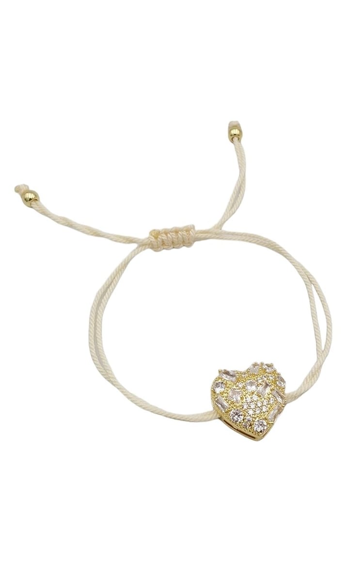 Krem İpli Love Bileklik