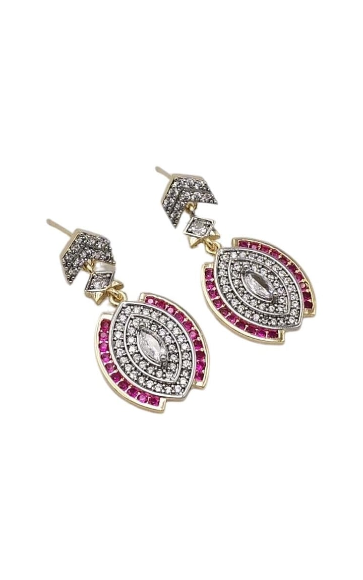 Ruby Zirkon Detaylı Mels Küpe