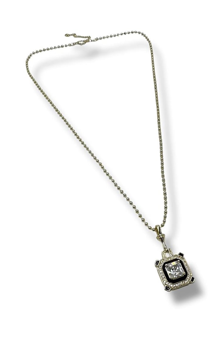 Siyah Mineli Diamond Kolye