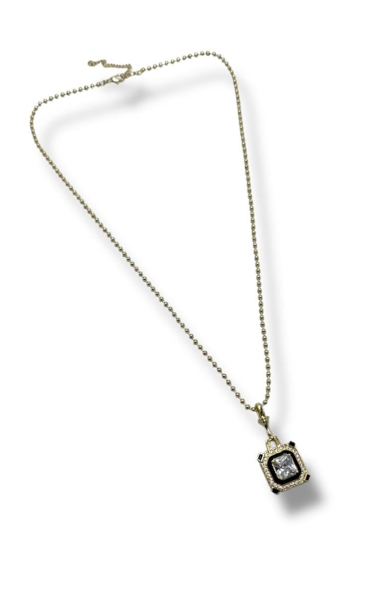 Siyah Mineli Diamond Kolye