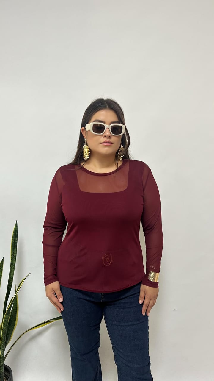 Bordo TüL Bluz 