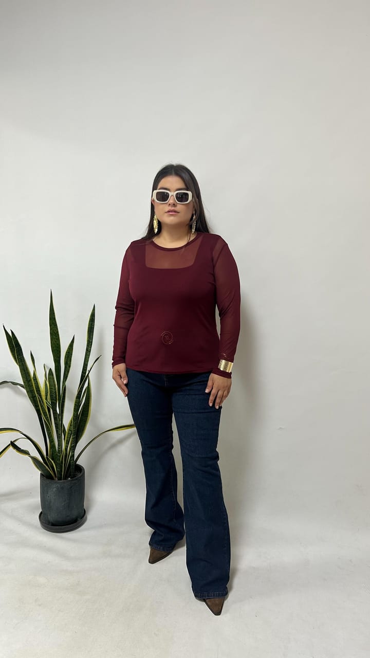 Bordo TüL Bluz 