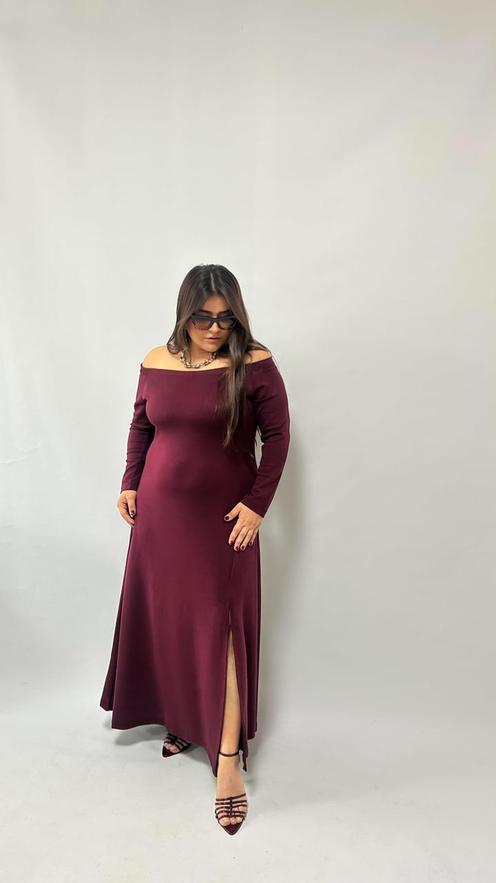 Madonna Yaka Bordo Modal Elbise