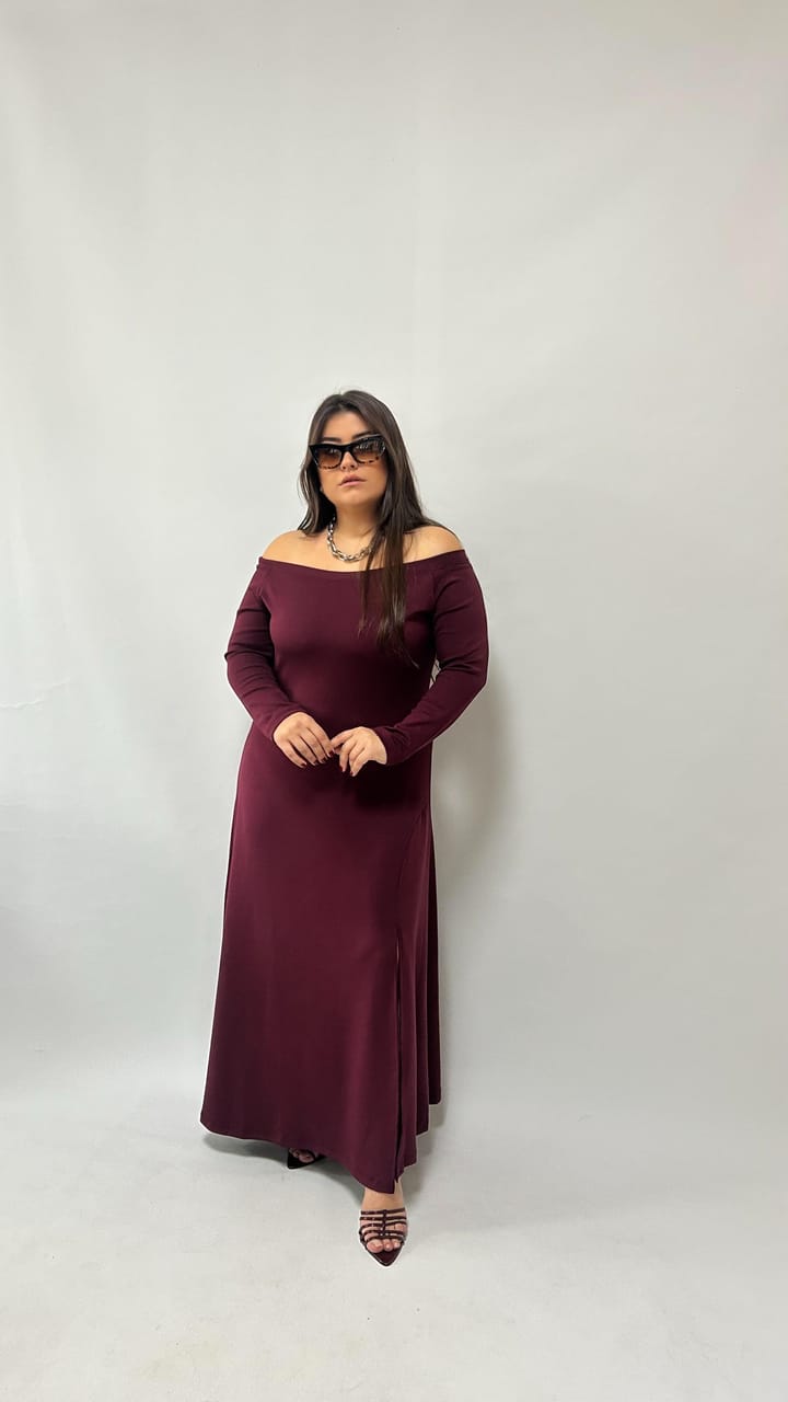 Madonna Yaka Bordo Modal Elbise