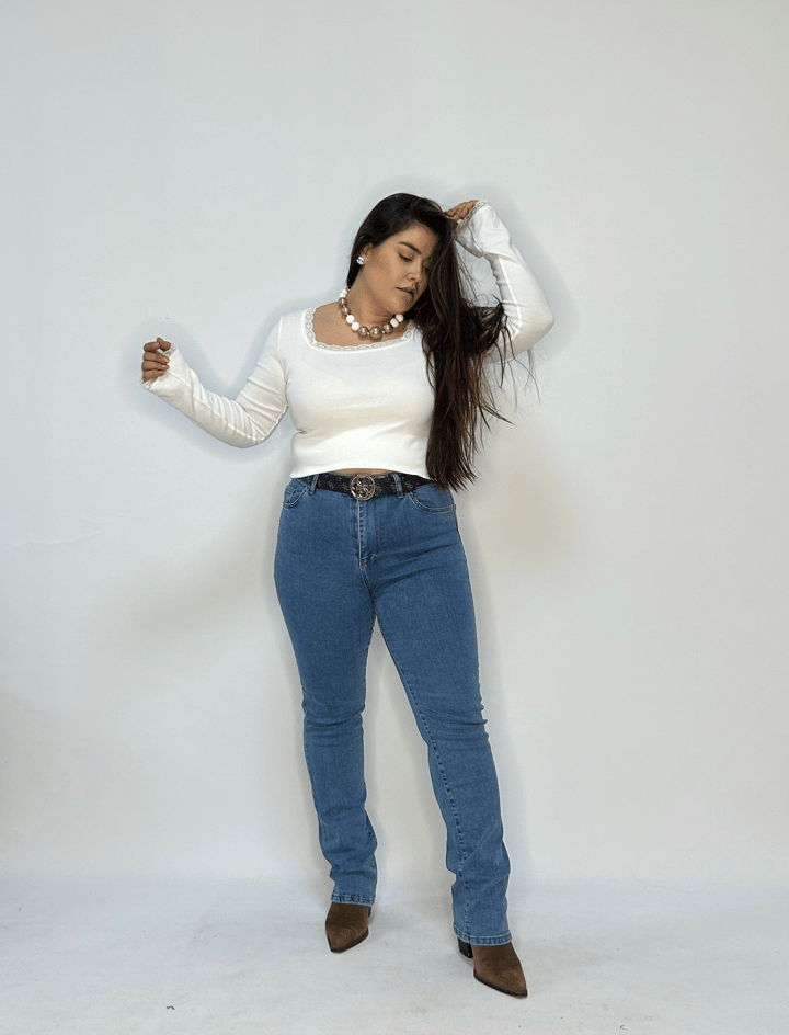 Toparlayıcı Likralı Boru Paça Jean