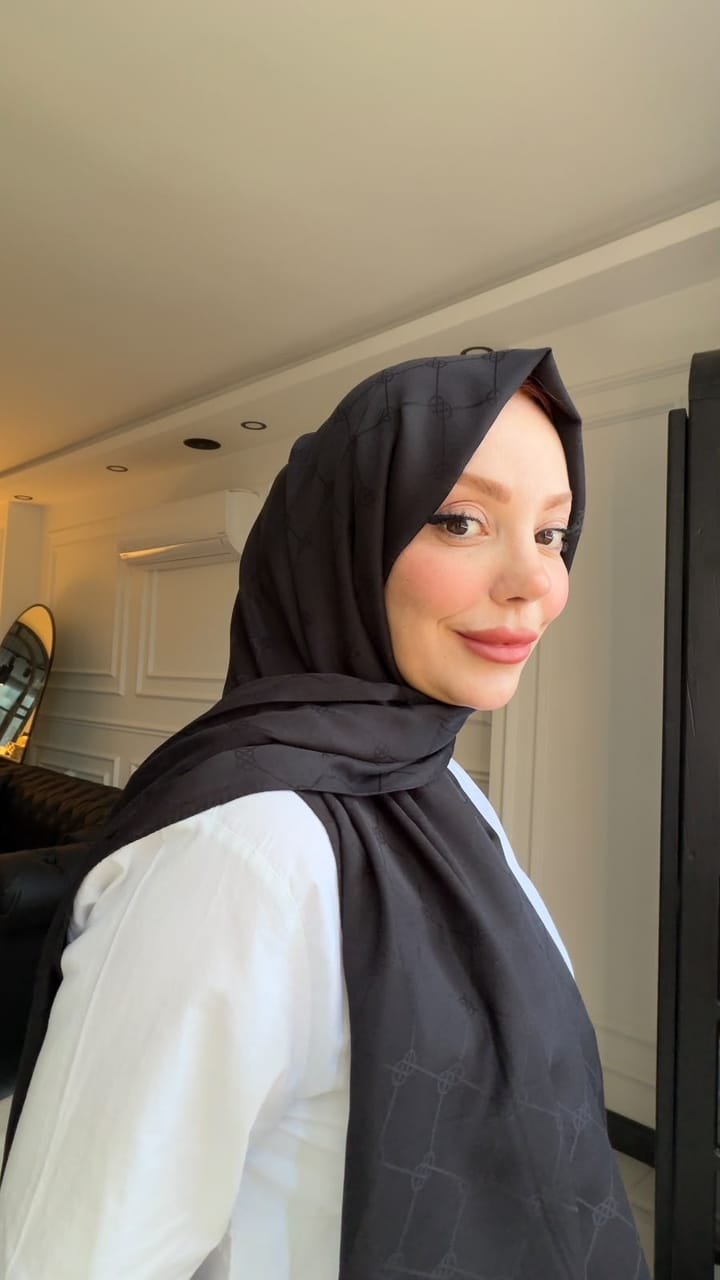 RAMİ JAKAR MONOGRAM ŞAL  SİYAH