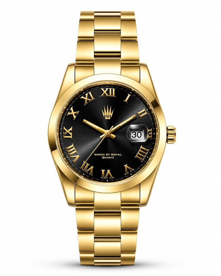 Aqualis Gold Black çelik kol saati
