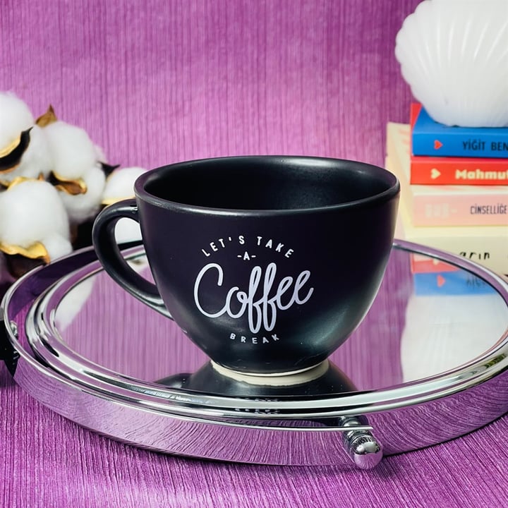 Lets Take A Coffee Break Black Printed Cup