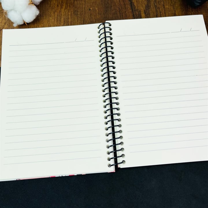 Mantar Tasarımlı Çizgili Spiralli Defter 