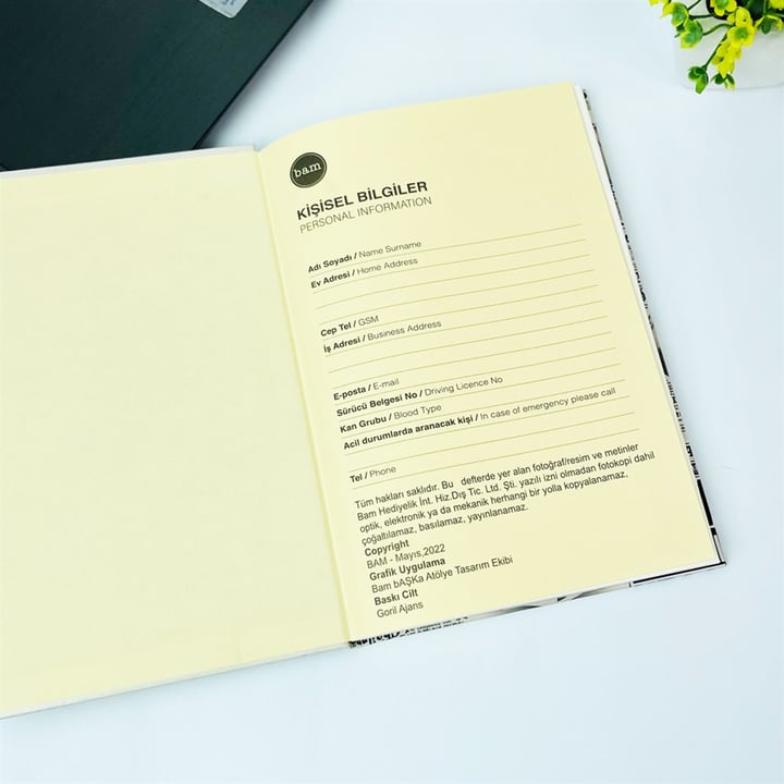 Mermer Motto Tasarımlı Lastikli Defter