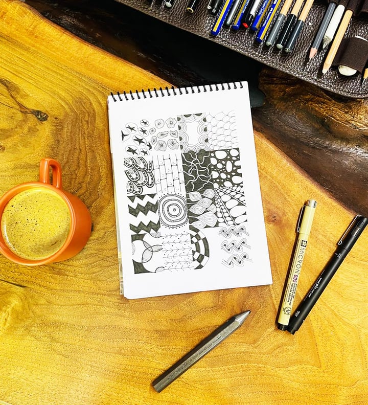 Face Art Tasarımlı A5 Sketch Book - Eskiz Defteri