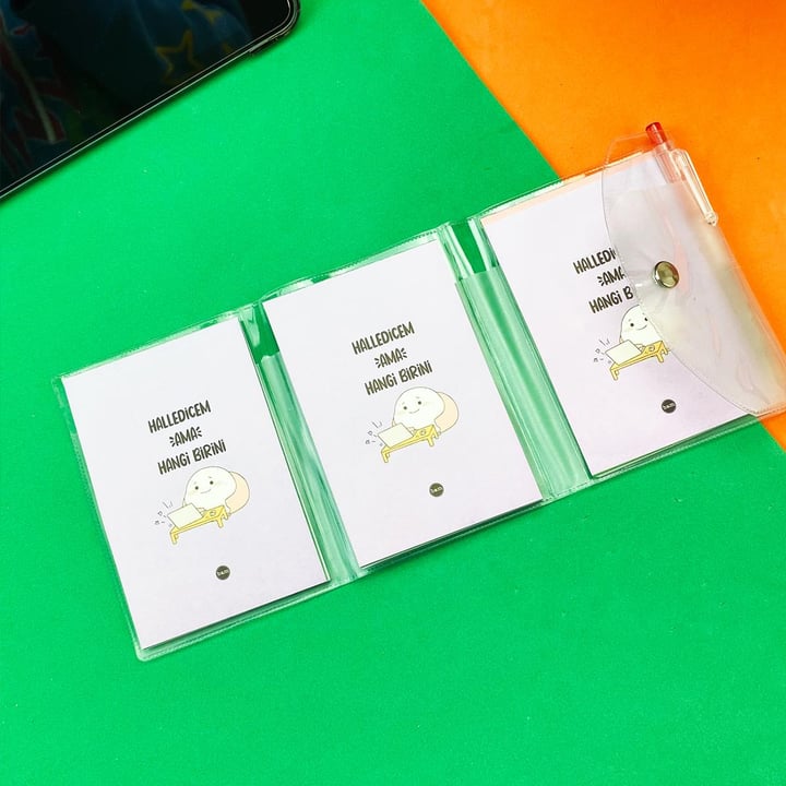 Halledicem Ama Hangi Birini Tasarımlı Kalemli PP Mini Çanta Defter