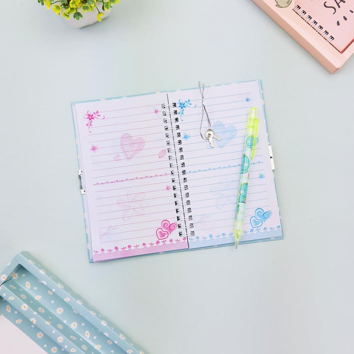 İngilizce Mottolu Kilitli Defter