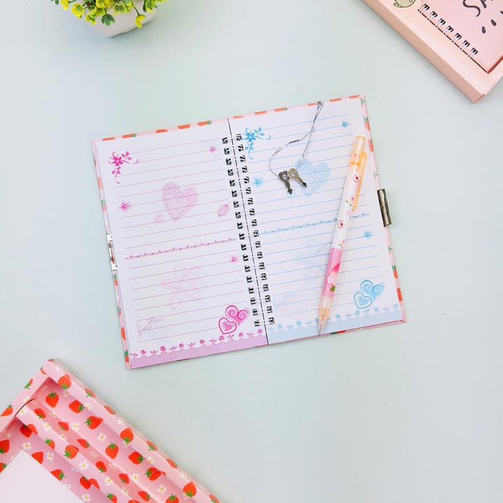 İngilizce Mottolu Kilitli Defter
