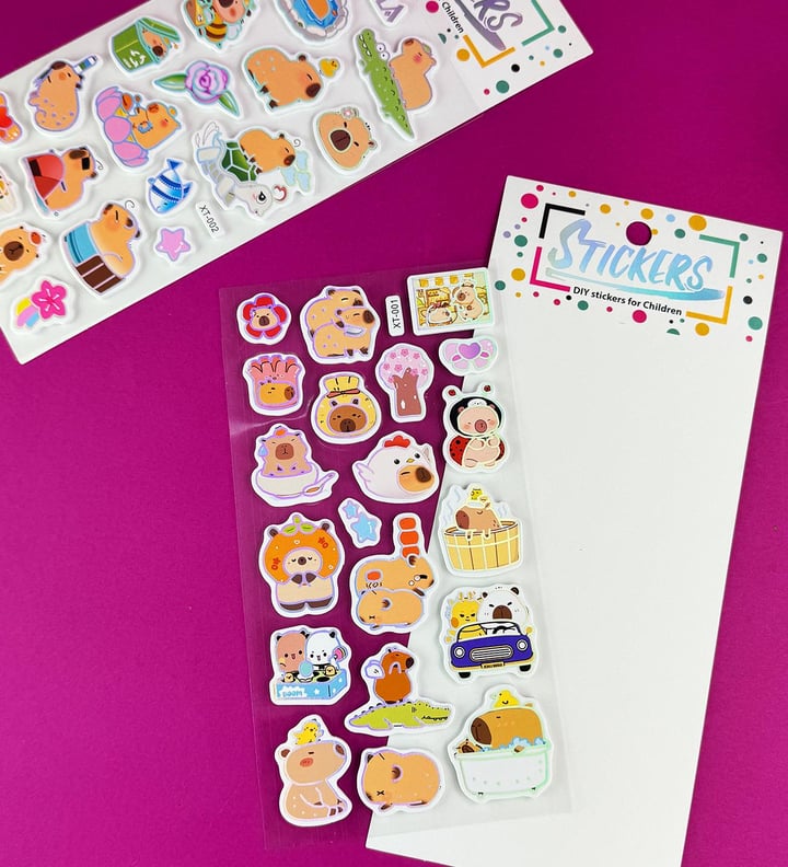 Kabartmalı Capybara Sticker x12