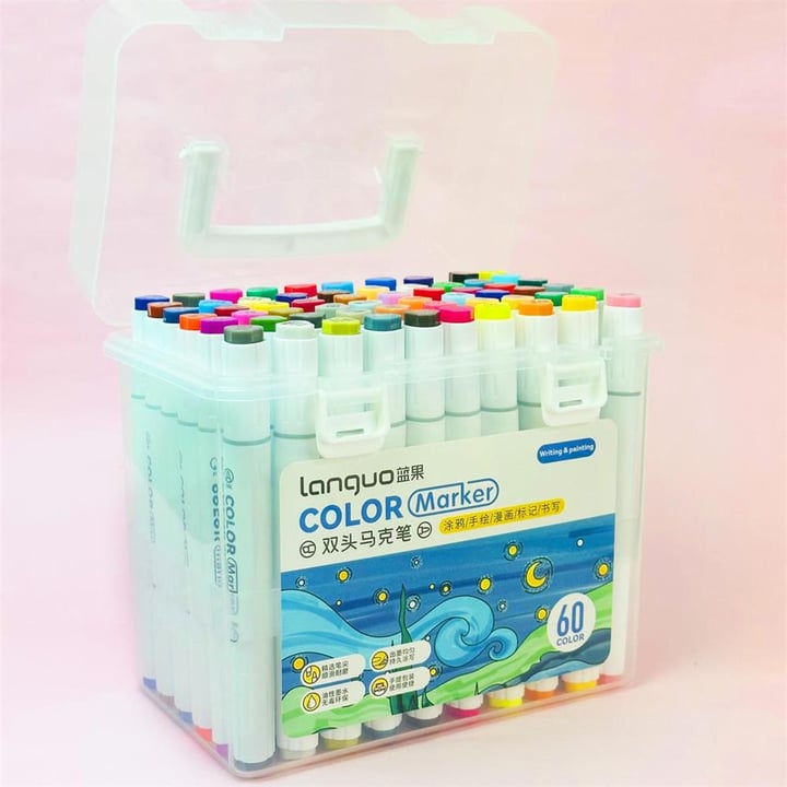 Languo Çift Taraflı 60'lı Marker Kalem Set