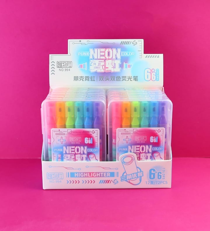Neon Çift Taraflı Keçeli Kalem x12