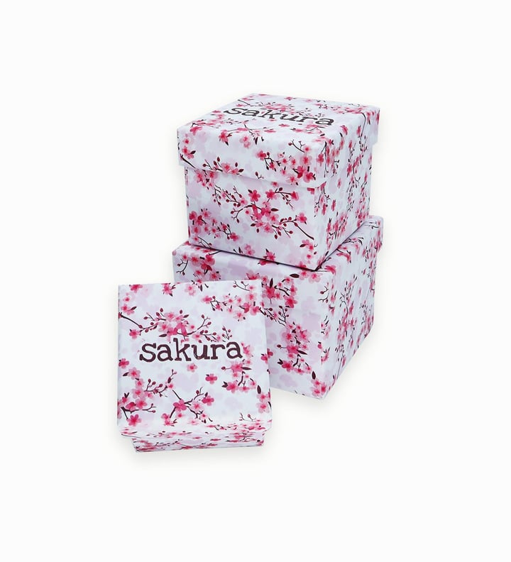 Sakura Tasarımlı 3'lü Mini Kutu 