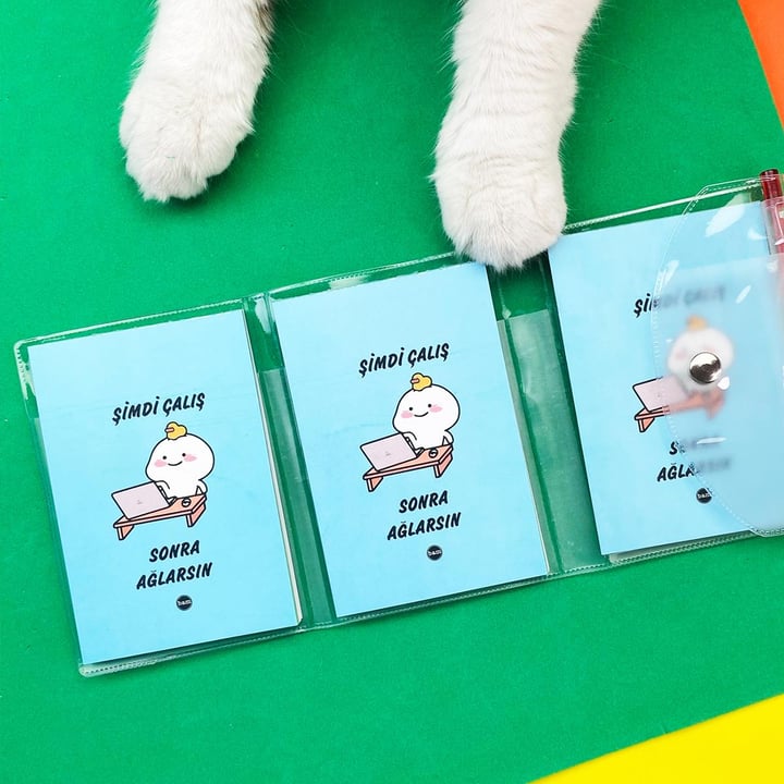 Şimdi Çalış Tasarımlı Kalemli PP Mini Çanta Defter