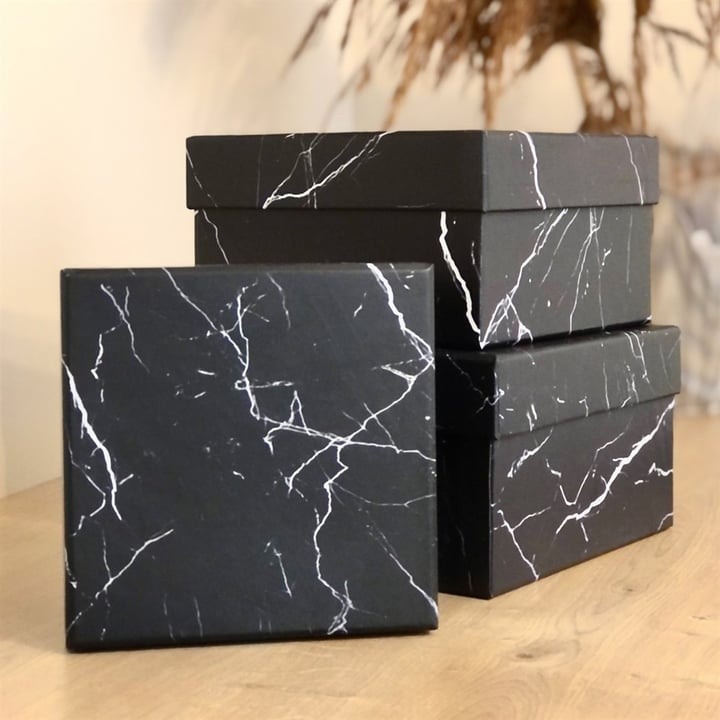 Black Marble Gift Box - 3 Pcs Set