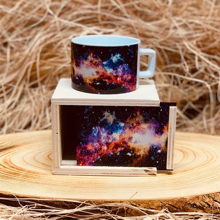 Space Cup With Wooden Box Customizable